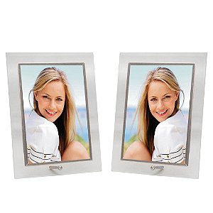 Conjunto 2 Porta-Retratos Vidro Reto Prime Borda Prata 10x15 Vertical – Tuut