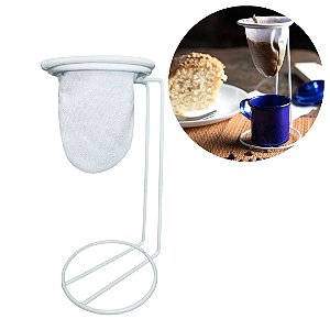 Suporte Mini Coador Individual Para Café e Chá Aço Prime Branco 16cm