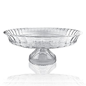 Centro de Mesa com Pé Vidro Decorado Tripoli Luxo 30cm - Lehaví