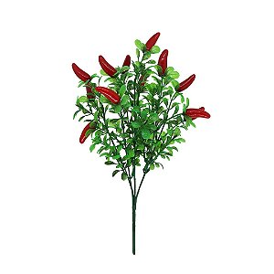 Buquê Pimenta Vermelha Artificial 35cm 6 Galhos 12 Pimentas - MC Flores