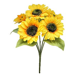 Buquê Girassol 45cm 5 Flores Artificial Premium - MC Flores
