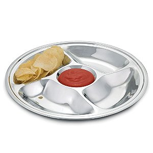 Petisqueira Aço Inox Redonda Prime 5 Compartimentos 35cm - Tuut