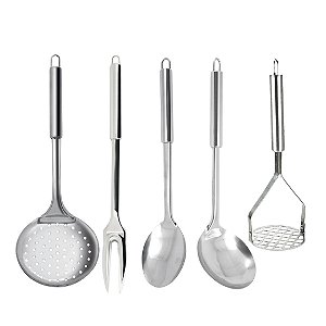 Conjunto de Utensílios Para Servir 5 Peças Aço Inox 32cm - Tuut