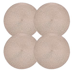 Jogo Americano Redondo Fresno Espiral Areia 38cm 4 Peças - Lyor