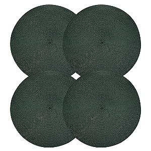Jogo Americano Redondo Fresno Espiral Verde Militar 38cm 4 Peças - Lyor