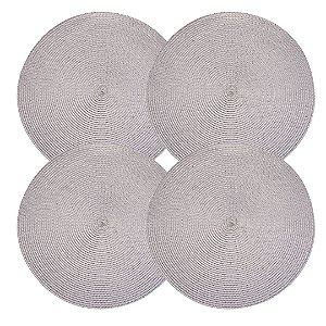 Jogo Americano Redondo Fresno Espiral Cinza 38cm 4 Peças - Lyor