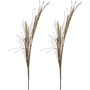 Jogo 2 Galhos Natalino Decorativo Haste Ramos Glitter Champanhe 60cm - Bela Flor