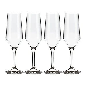 Jogo 4 Taças Champanhe e Espumante Buffet SM Vidro 186ml - Nadir