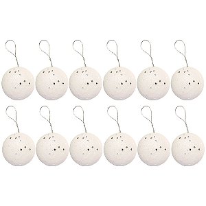 Jogo 12 Bolas de Natal Max Glitter Branco Prime 4cm na Caixa - Magizi