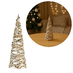 Mini Árvore Aramada Cone Rústica Juta e Algodão Decor 20cm - Magizi