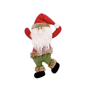 Papai Noel Pelúcia Scotch Pendente Vermelho e Verde 22cm - Magizi
