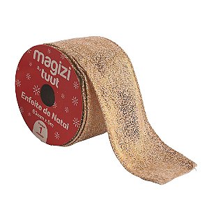 Fita Aramada Pigmentada Dourado Luxo Rolo 63mm x 5 metros - Magizi