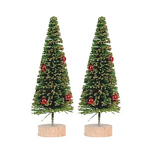 Jogo 2 Pinheiros Decor Natal Glitter Dourado Enfeite de Mesa 20cm - Magizi