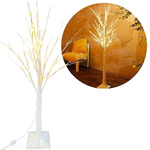 Árvore Vidoeira Iluminada 1 metro 48 LEDs Branco Quente Fixo 127V Base Reforçada