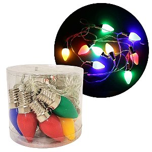Cordão Iluminado Bulbo Gota Vintage Colorido 10 Lâmpadas Natal 2,3m