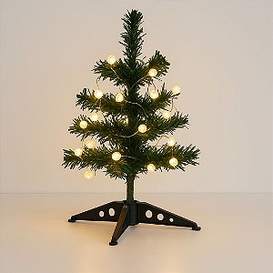 Árvore de Natal Iluminada 30cm 20 Bolinhas LED Branco Quente Enfeite de Mesa Prime