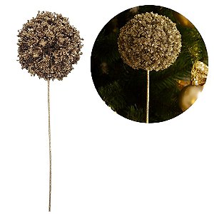 Galho Natalino Buchinho Topiária Glitter Champanhe Premium 72cm Decoração Luxo