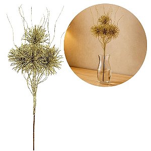 Galho Natalino Haste 4 Buchinhos Glitter Dourado Prime 46cm x 15cm