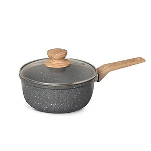 Panela Antiaderente Cerâmica Fundo Indução Cinza Marmorizado 18cm - Fratelli