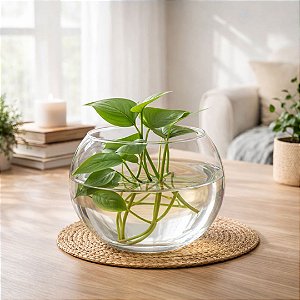 Vaso Tipo Aquário De Vidro Vaso Redondo 2,2 Litros Decorativo para Arranjos e Terrários