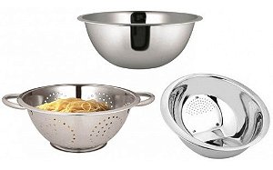 Kit Inox Essencial 3 Peças Escorredor  Arroz E Bowl - Yazi