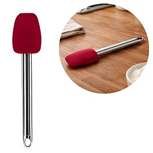 Espátula Culinária Silicone Premium Bordô Cabo Inox Elite 26cm