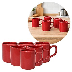 Jogo de Xícaras para Café em Cerâmica Indian Vermelho 90ml 6 Peças