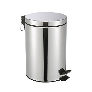 Lixeira Aço Inox Prime Com Pedal e Cesto Interno 5 Litros - Wellmix
