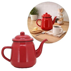 Bule Esmaltado Vermelho Prime Tradicional 1000ml Café ou Chá - Tuut