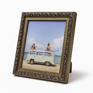 Porta Retrato Madeira Moldura Bronze Texturizado Folhagens Luxo 20x25 -  Quadri Molduras