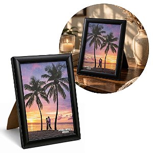 Porta Retrato Moldura Madeira Preto Fosco Black Prime Classic 15x21 Vertical e Horizontal