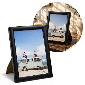 Porta Retrato Moldura Madeira Preto Fosco Black Prime Classic 20x25 Vertical e Horizontal