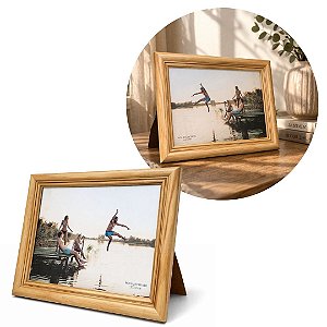 Porta Retrato 20x25 Madeira Clara Fosca Tradicional Frisado Com Vidro Vertical Horizontal