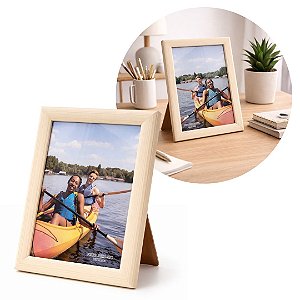 Porta Retrato 15x21 Madeira Bege Fosca Tradicional Com Vidro Vertical ou Horizontal