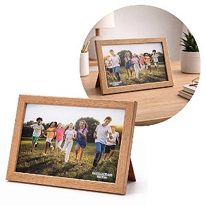 Porta Retrato 15x21 Madeira Marrom Claro Tradicional Com Vidro Vertical ou Horizontal