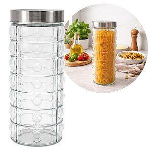 Pote de Vidro 2,1 Litros Tampa Rosca em Aço Inox Porta Mantimento Design Decor Point