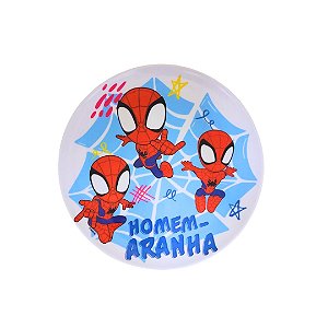 Prato Raso Infantil Homem-Aranha Melamina Licenciado Oficial 20cm - Tuut