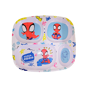 Prato Infantil Homem-Aranha 4 Divisórias Melamina Licenciado