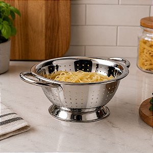 Escorredor de Macarrão Aço Inox Premium Slim com Alças 20cm - Tuut