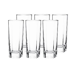 Jogo 6 Copos de Vidro Miami 320ml Long Drink Transparente - Quality Glass