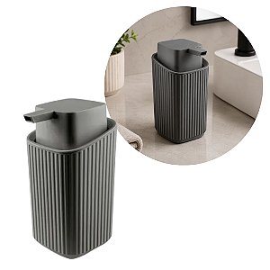 Porta Sabonete Líquido Cinza Design Canelado Prime 400ml - Usual