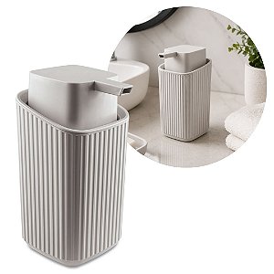 Porta Sabonete Líquido Cinza Claro Design Canelado Prime 400ml - Usual