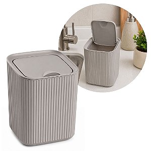 Lixeira para Pia Cozinha 3 Litros Cinza Palha Canelada Slim - Usual