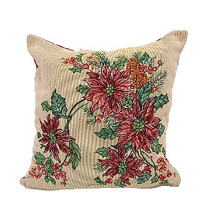 Almofada Natalina Gobelin Bico de Papagaio 45x45cm com Enchimento - Magizi