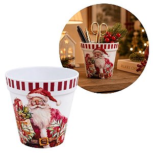 Pote Multiuso Natalino em Melamina Prime Papai Noel Vintage 11x10cm Decorativo