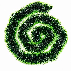 Festão de Natal Verde Duo Biton 9cm x 2 Metros PVC  Verde Claro e Escuro Prime
