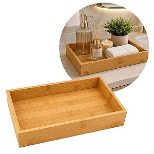 Bandeja Retangular de Bambu Multiuso Atacama Nature 29,5x18cm Borda Alta