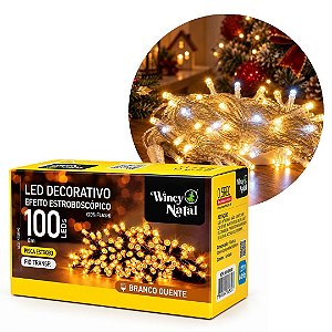 Pisca LED 20% Estroboscópio 100 Lâmpadas Branco Quente Flash 127V