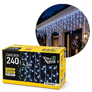 Cascata LED 240 Lâmpadas Branco Frio 4,3 Metros 8 Funções 220V