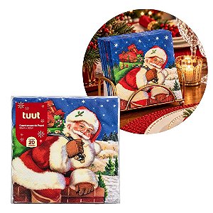 Guardanapo Decorado Estampa Natal Papai Noel 33x33cm Pacote 20 Unidades
